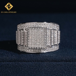 Anillo Cuadrado de Diamantes Cultivados en Laboratorio con Incrustaciones Completas, Estilo Hip Hop, para Hombre, de ZUANFA JEWELRY - Product Image 1