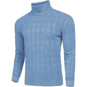 Pull en maille côtelée respirante pour homme, taille plus, col rabattu fin, anti-boulochage, pour l'hiver et l'automne - Product Image 1