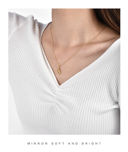 Stylish Feather Brass 18K Gold Plated Pendant Necklace Trendy Link Chain Custom Brand Claw Setting <b>Charm</b> Women's Anniversary - Product Image 2