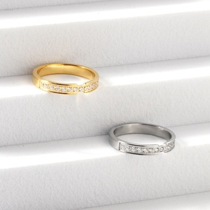 Bijoux de mode, bijoux plaqués or 18 carats, acier inoxydable, zircone cubique, alliances de mariage pour couple, bagues de fiançailles pour femme - Product Image 6