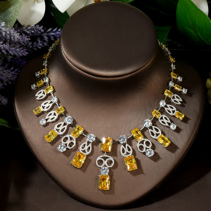 HIBRIDE Newest Big Square CZ Jewelry Sets Brilliant Cubic Zircon Wedding Party Earrings Necklace Jewelry Sets for Woman N-832 - Product Image 4