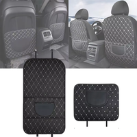 1 pièce Housse de protection de dossier de siège de voiture en PU avec tapis anti-coup de pied et sac de rangement anti-salissures - Accessoires automobiles