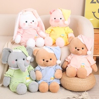 Boneka Hewan Lucu Bahan Plush Lembut dan Empuk, Mainan Teman Beruang Kelinci Babi Gajah, Boneka Plush untuk Anak-anak, Hadiah untuk Tidur