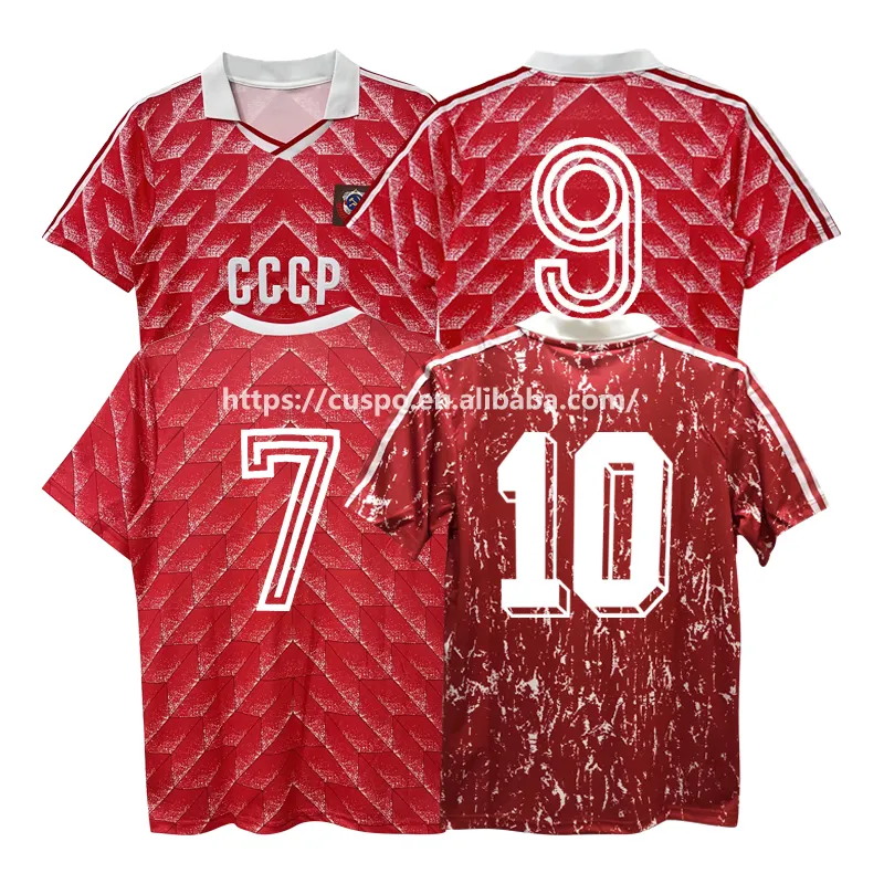Camisa de futebol retrô personalizada de qualidade superior da Tailândia 1987 1988 1989 1990 Uniforme da União Soviética CCCP da URSS