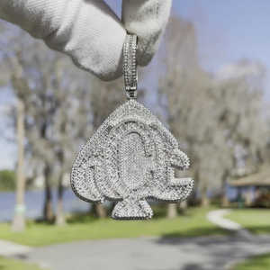 Luxury Gold Plated Hip Hop <b>Charm</b> Pendant with <b>Silver</b> Finish and Brilliant Fashion Inspired Detailing - Product Image 1