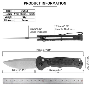 Cuchillo de Bolsillo Plegable EDC para Supervivencia y Camping al Aire Libre, con Hoja de Acero Inoxidable 3Cr13 OEM Personalizada y Mango de Nylon y Fibra de Vidrio - Product Image 2
