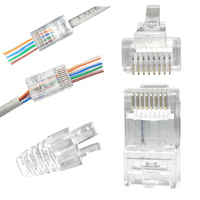 Câble réseau Utp Rj 45 Rg45 Ethernet Rj45 Pass Through 8p8c Prise modulaire Cat 6 Cat6 Connecteur RJ45 Cat6