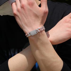12mm Hip Hop Diverses Couleur <span class=keywords><strong>Grain</strong></span> <span class=keywords><strong>De</strong></span> <span class=keywords><strong>Café</strong></span> Cubain Chaîne Bracelets Bling CZ Lien Chaînes Hommes Femmes Simple Haute Qualité Bijoux <span class=keywords><strong>Bracelet</strong></span> - Product Image 4