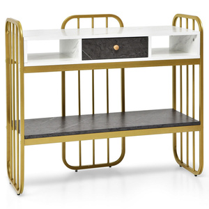 Mesa consola de madera de hierro clásica DB con cajón, mesa ancha para entrada, Villa, sala de estar, dormitorio de Hotel en estilo rústico antiguo - Product Image 1