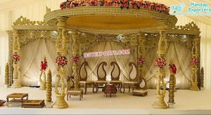 Mandap แกะสลักไม้โบราณสำหรับงานแต่งงาน,Mandap เกลียวไม้แกะสลักแบบดั้งเดิมสำหรับงานแต่งกลางแจ้ง Mandap London - Product Image 6