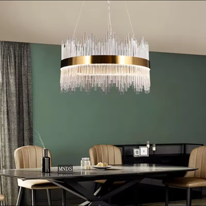 Zèle éclairage lustre en verre nordique avec hauteur réglable anneau en or cristal pendentif lumière cercle Design LED pour salon - Product Image 4