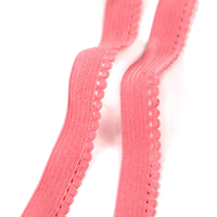 Vente en gros d'usine, dentelle élastique en nylon colorée, bord dentelé, 12 mm, dentelle tricotée, bande élastique