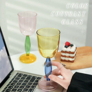 Gobelet en verre à haute teneur en borosilicate coloré créatif fait à la main exquis verre à vin rouge à la mode de haute qualité Ins Style - Product Image 5
