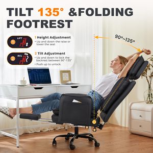 <span class=keywords><strong>Chaise</strong></span> de bureau ergonomique noire en cuir de qualité supérieure <span class=keywords><strong>pour</strong></span> PDG et cadres, idéale <span class=keywords><strong>pour</strong></span> le bureau - Offre spéciale - Product Image 5