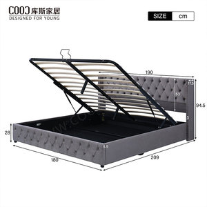 Estructura de cama tamaño <span class=keywords><strong>King</strong></span> y Queen de lujo moderno con almacenamiento Cama doble tapizada con almacenamiento - Product Image 5
