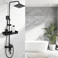 Robinet de salle de bain moderne en laiton noir mural, kits en laiton, douche à effet pluie, mitigeur, ensemble de robinets, ensemble de douche