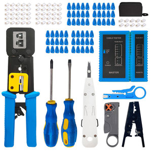 <span class=keywords><strong>Kit</strong></span> d'outils Ethernet : Pince à sertir RJ45, testeur de câble, coupe-câble LAN, outil de réparation de câbles réseau - Product Image 1