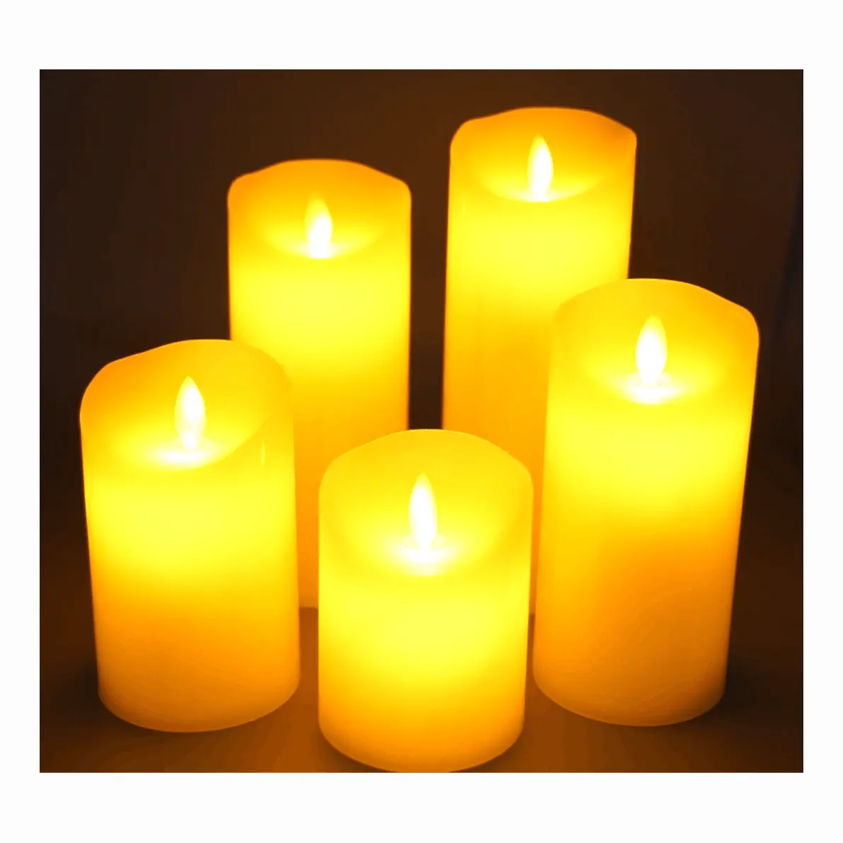 Electronic Bullet Flame Remote Battery Plastic Paraffin Real Wax Taper Pillar Flameless LED Candles Set For Home Wed Deco