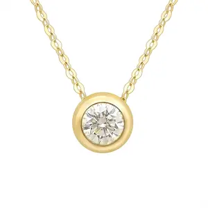 18k Real Gold With Moissanite Pendant Necklace Clover Jewelry 18K Yellow Gold Classic Jewelry Necklace Women Wholesale