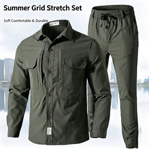 Ensemble <span class=keywords><strong>de</strong></span> protection professionnelle d'été pour hommes, léger, respirant, séchage rapide, extensible, anti-UV, en polyester - Product Image 1