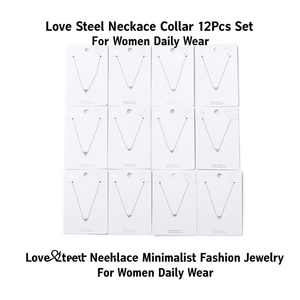 Set di 12 Collane Choker in Acciaio Z Love, Gioielli Minimalisti Placcati Argento in Acciaio Inossidabile per Uso Quotidiano, Regalo per Donne - Product Image 2