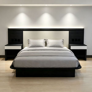 Fournisseur de meubles sur mesure OEM, ensemble de chambre à coucher pour hôtel 3 étoiles avec lit plateforme en MDF, tête de lit intégrée, tables de chevet assorties - Product Image 3