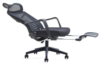 Chaise pivotante ergonomique en maille à dossier haut avec appui-tête réglable, support lombaire et repose-pieds rétractable pour bureau de direction ou poste de travail à domicile
