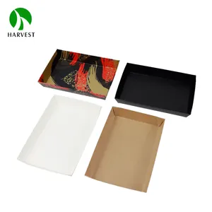 Экологичная крафт-бумага, черные, белые, коричневые, бумажные подносы для упаковки суши, с полиэтиленовым покрытием