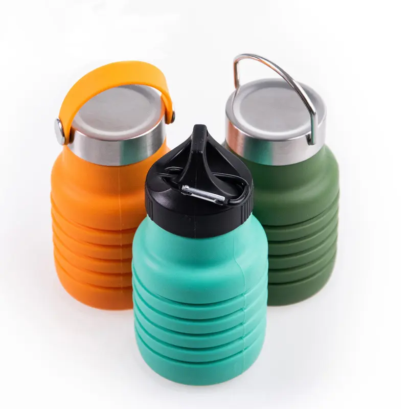 Portable Travel Folding Sports Water Bottles Foldable Silicon Bottle Leak Proof Collapsible Drink Bottle