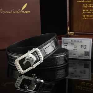 Ceinture pour homme en cuir de crocodile de haute qualité avec boucle en argent sterling 925, ceintures de créateur - Product Image 1