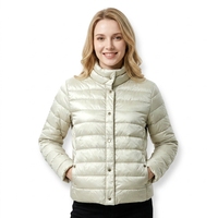 Veste brillante pour femme, manteau léger en nylon rembourré, chaud pour l'hiver, col montant, matelassé, résistant aux bulles, vêtement d'extérieur brillant, OEM/ODM personnalisé