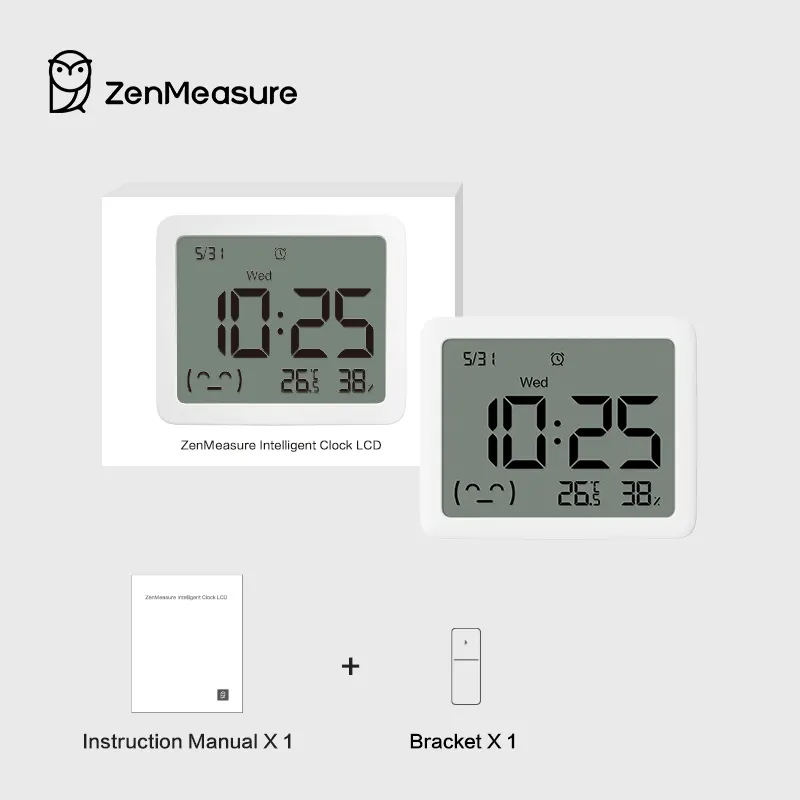 ZenMeasure Smart Clock LCD per temperatura ambiente e umidità e monitoraggio della visualizzazione del tempo e della funzione sveglia