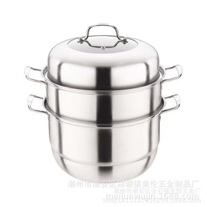 หม้อนึ่งสแตนเลสสามชั้น ขนาดใหญ่ ความจุเยอะ ใช้ในครัวเรือนอเนกประสงค์ พร้อมฝาปิดสำหรับการปรุงอาหาร - Product Image 4