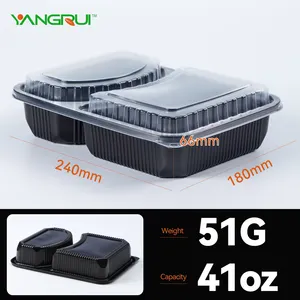 Black Rectangular Meal Prep Food Containers Microwave Plastic Food Take Out Box
