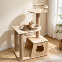 Arbre à chat d'intérieur/extérieur à 5 niveaux, grande tour à chat en bois avec capsule spatiale, griffoir multi-niveaux pour chat