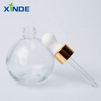 Flacon compte-gouttes en verre de sérum vide rond/sphérique de luxe pour huiles essentielles soins de la peau manipulation de Surface d'impression d'écran