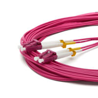 Kabel Patch Fiber Optik ZOERAX Premium LC ke LC OM4 Duplex Multimode 50/125um 10Gbps LSZH Aqua Jumper untuk Penggunaan Pusat Data