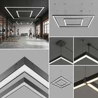 Plafonnier LED linéaire moderne, bande lumineuse rectangulaire suspendue pour garage, intérieur commercial