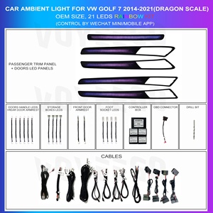 Lumière ambiante de voiture Voyeego Prix d'usine Hot Selling Lumière ambiante pour V W <span class=keywords><strong>Golf</strong></span> <span class=keywords><strong>7</strong></span> 2014-2021 Dragon Scale Style - Product Image 2