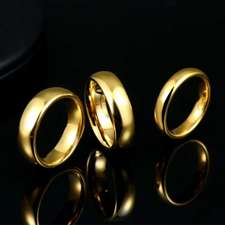 Best Selling personalizado 4mm 8mm alta polonês cúpula jóias carboneto ouro anel 18k tungstênio carboneto aço anel para anéis de casamento