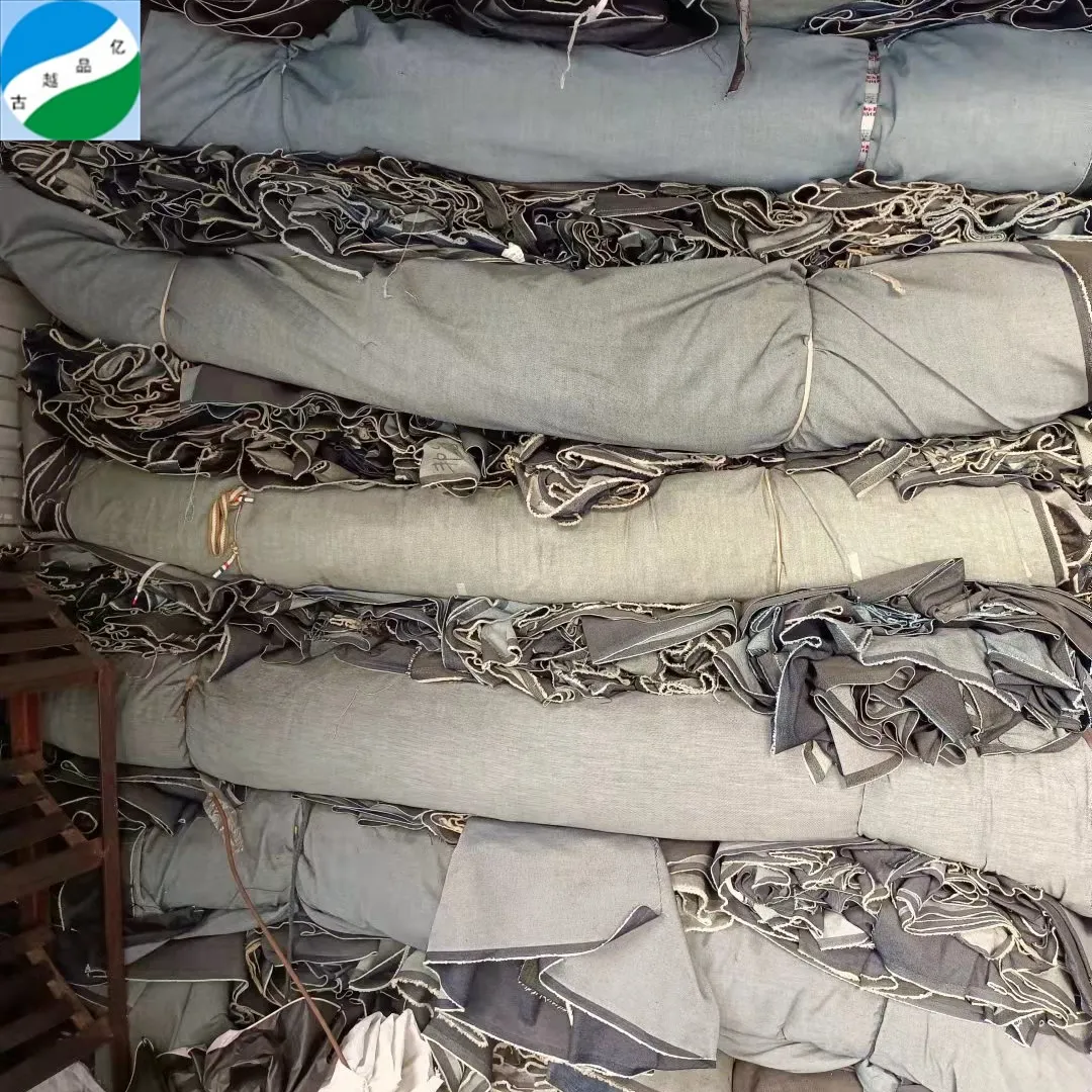 cut pieces very cheap item mixed goods denim fabric stock lot fabric in China market for jeans