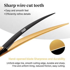 Fenice 7.0/8.0/9.0 Inch Honden- en Katten-trimschaar met drie gaten, 360 graden draaibaar, gebogen duimgreep, zwart & goud - Product Image 4