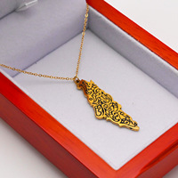 Collar con Colgante de Acero Inoxidable con Mapa de Palestina y Caligrafía Musulmana Islámica Árabe, Joyería de Moda Religiosa para Eid y Ramadán