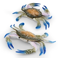 Crabe marin simulé grand modèle, organisme marin Portunus Tritaeniorhynchus, crabe blanc, ornements décoratifs, jouet