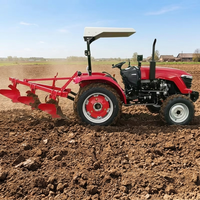 Nouveau design de tracteur agricole compact 2025, 4 roues motrices, chargeur frontal, pelle arrière, moteur multifonctionnel