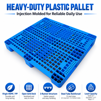 Palette en plastique robuste HUADING 1200*1200*160 mm à plateau ouvert à 3 roulettes pour rayonnage et transport
