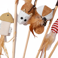 Jouet interactif moderne pour chat, accessoires de mode pour animaux de compagnie, jouet en peluche en coton en forme de souris avec clochette et plumes, bâton de chat