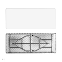 Mobilier d'extérieur Portable 6ft One Pieces Blanc Rectangulaire En Plastique Pliable Banquet Restauration BBQ Camping Pique-Nique Table Pliante