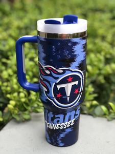 Custom Football Team Tennessee Cups 40oz Acero inoxidable <span class=keywords><strong>Titan</strong></span> Print Tumbler Tazas con asa - Product Image 2