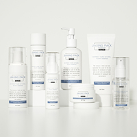 Vente en gros d'emballage cosmétique rose crème pour les mains tube souple vide en plastique personnalisé ensemble de bouteille et de pot à pompe de lotion de soin de la peau de luxe